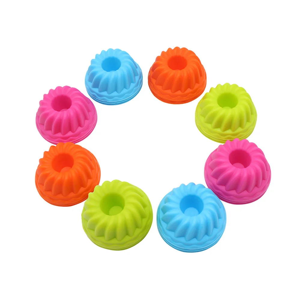 

24Pcs Silicone Cupcake Molds Reusable Flexible Non-Stick Baking Cups Assorted Shapes for Muffins Candy Ice Jelly Soap