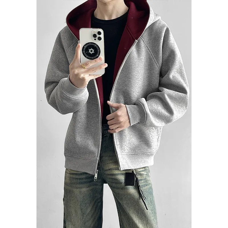 

Мужской кардиган-свитшот American Sle High-End с капюшоном и цветными блоками, весенняя новинка, свободный крой, универсальный, с длинными рукавами