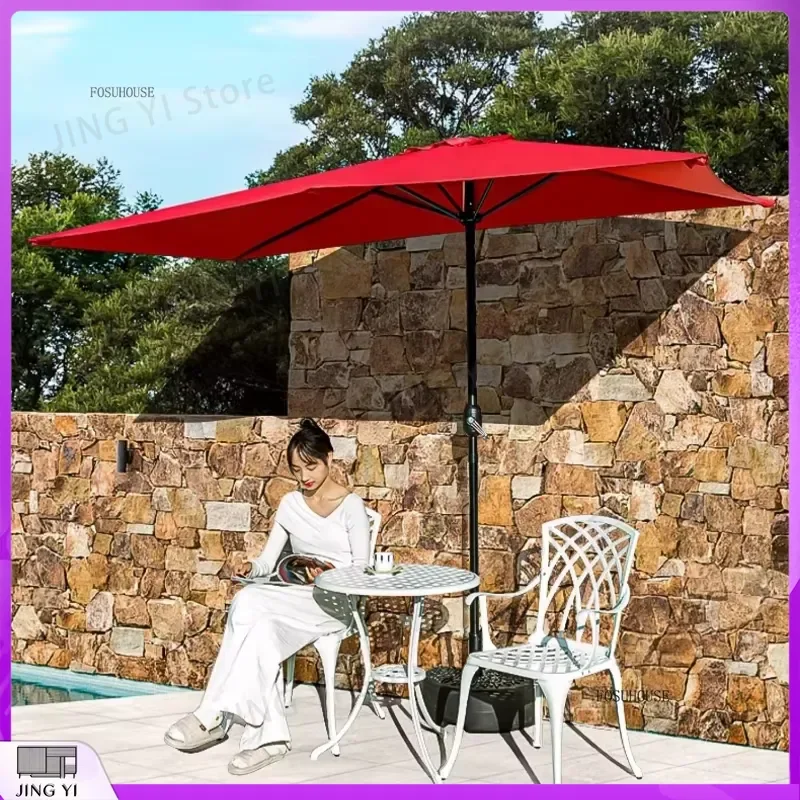 Outdoor Wall-Mounted Half Umbrella Patio Sun Shade Parasol for Balcony Garden Cafe Terrace Open Air Outdoor Living Space