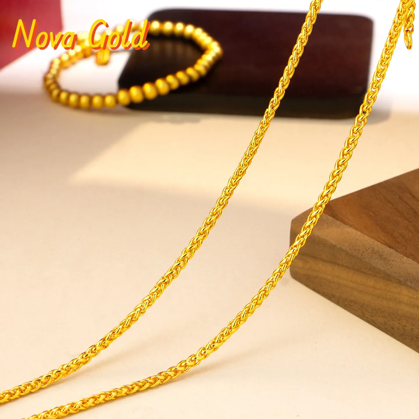 

NovaGlod 9999 24K real gold necklace 2.5mm Chopard chain women's fashion sweater chain versatile pendant