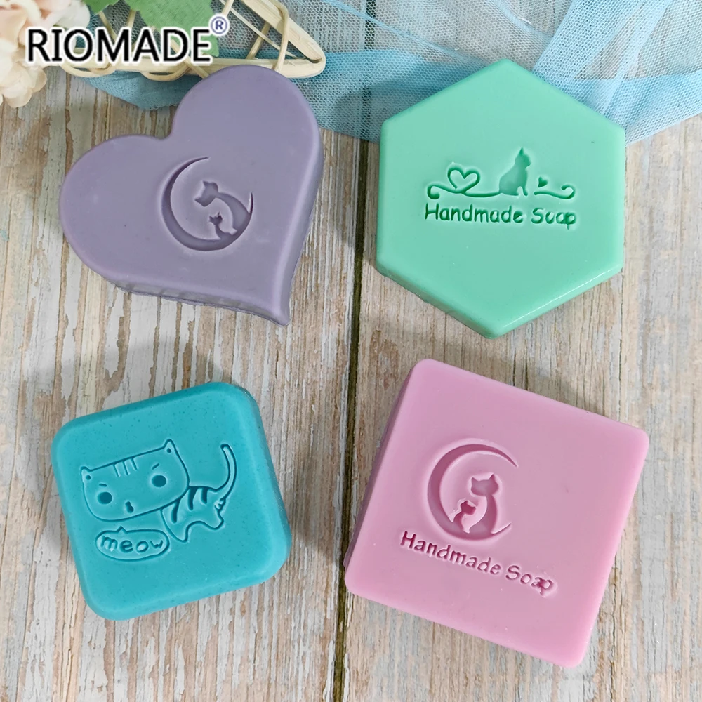 Cute Cat Handmade Soap Stamp Kitty Styles Transparent Natural Kitten Acrylic Soap Seal For DIY Crafts Soap Making Tools