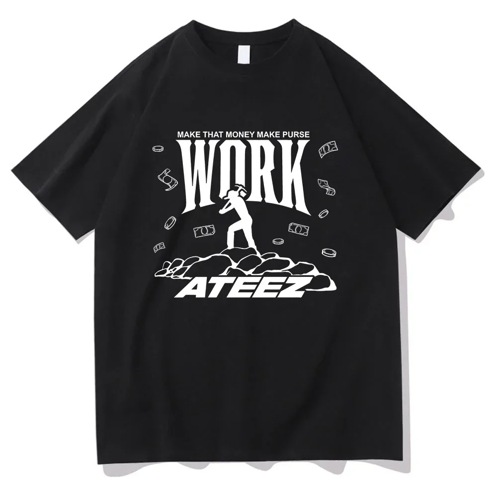 Ateez Work Vector T Shirt Fashion Men Harajuku Aesthetic Graphic T-Shirt Unisex High Quality Casual Vintage