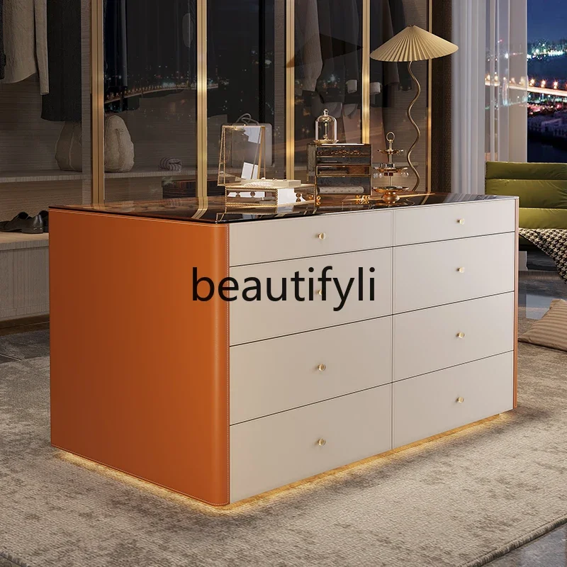 High-end cloakroom mid-island cabinet light luxury designer bedroom storage side cabinet jewelry display cabinet  R