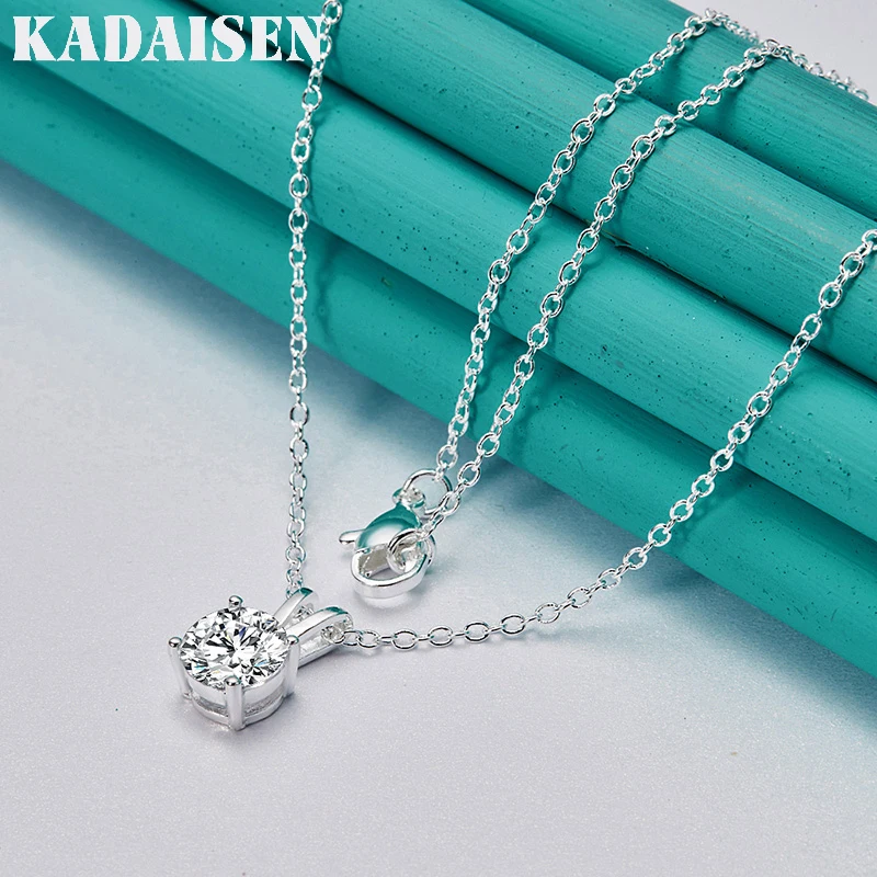 925 Sterling Silver AAA Zircon Pendant 16/18/20/22/24/26/28/30 Inch Necklace Chain For Women Man Wedding Engagement Jewelry