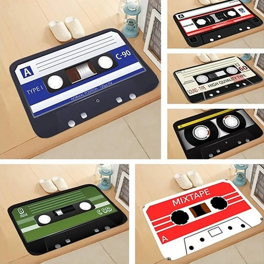 Non-slip Rectangle Mat Floor Decor Door Carpet Vintage Cassette Tape Entrance Floor Decor