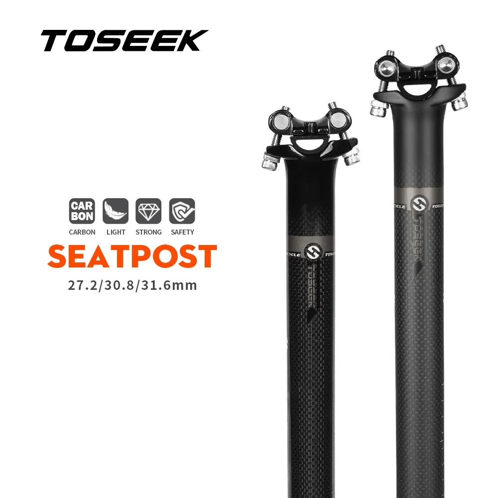 TOSEEK Carbon Seatpost Offset 0mm Bike Seatpost Carbon 27.2/31.6mm Length 350/400mm Bicycle Seat Post Parts MTB Carbon Canoe