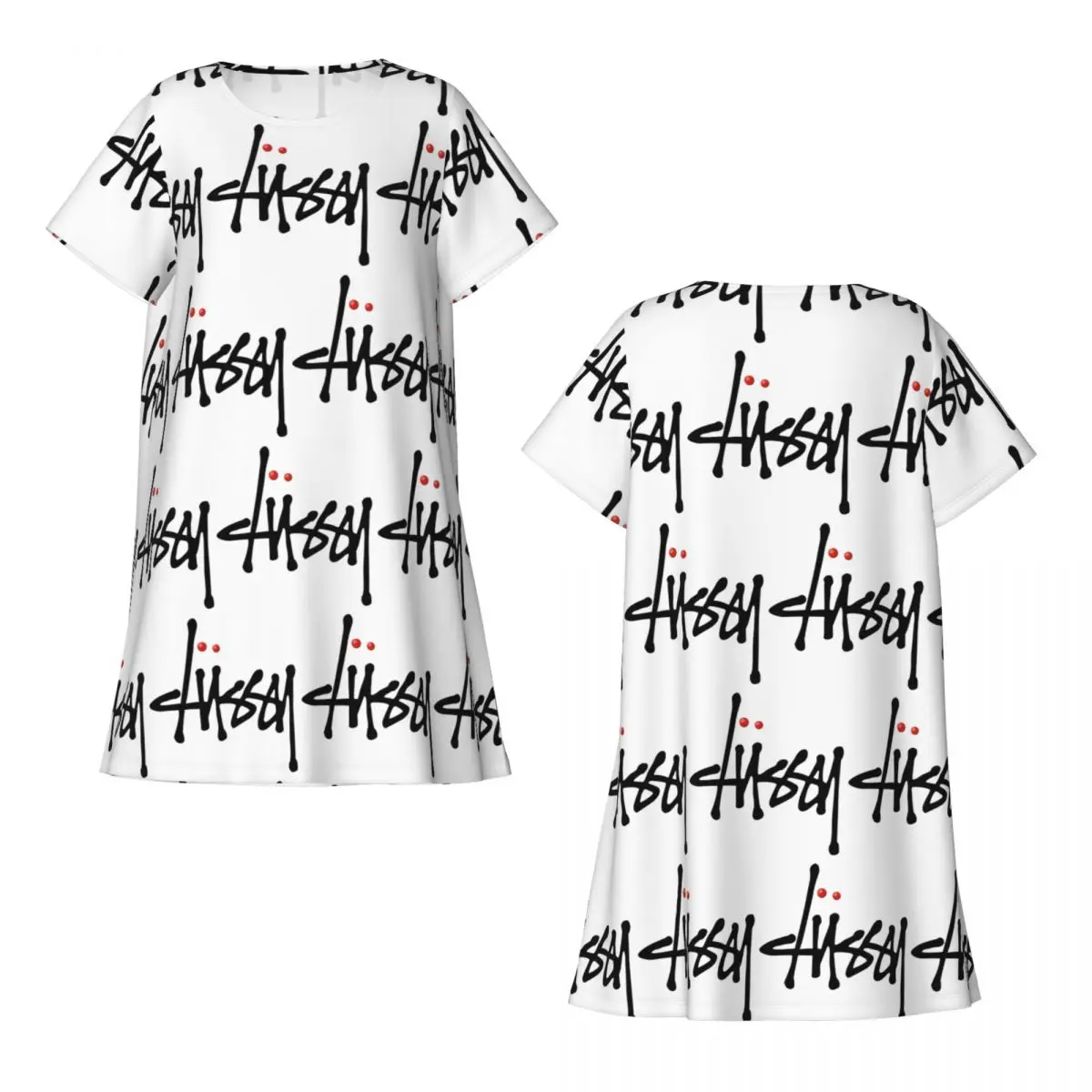 Custom Clussy Short Sleeves Nightdress For Sleeping Sleepshirts Women Short Sleeve Nightgowns Loose Pajama Dress