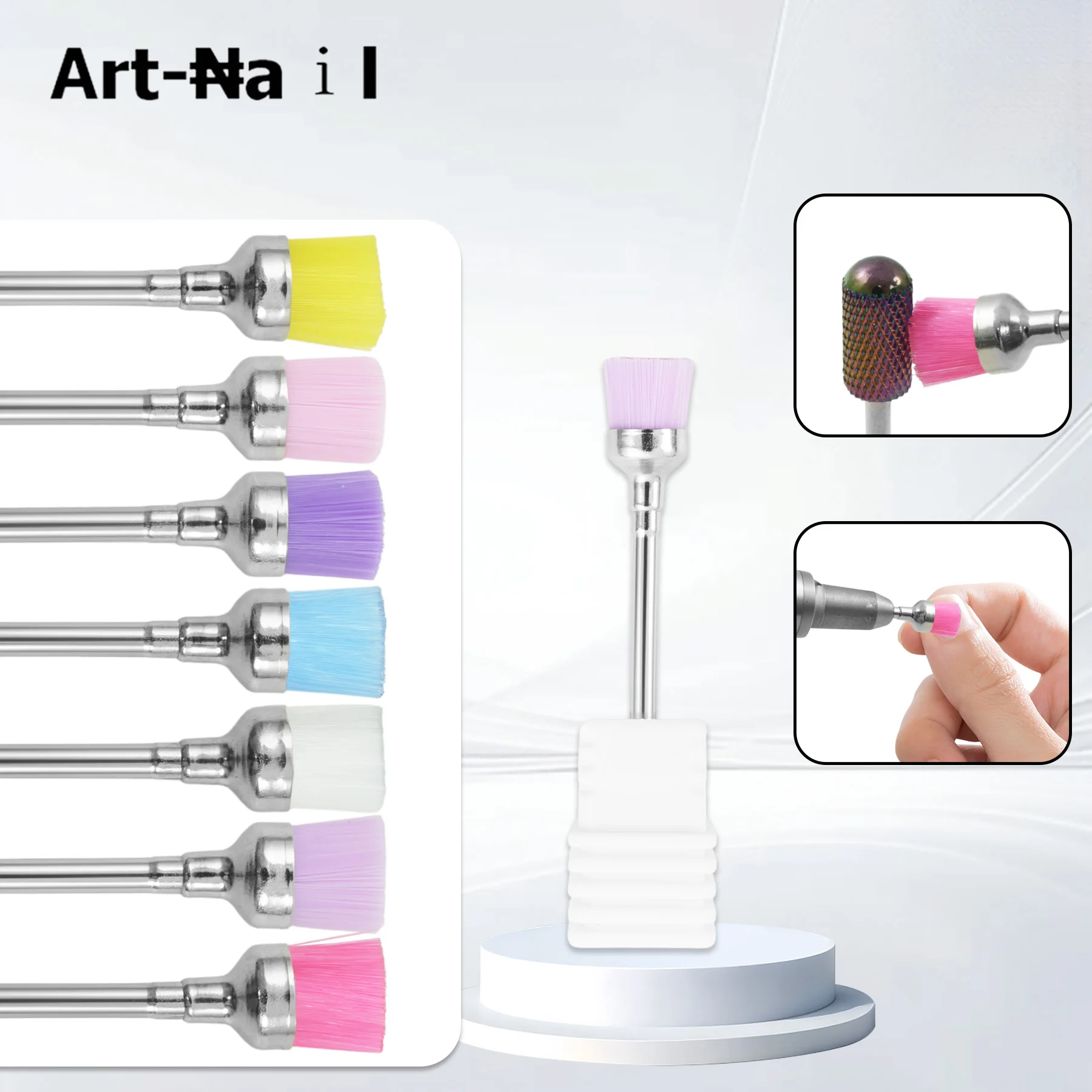 Conjunto de escova de limpeza de broca de unhas de 7 pces, ferramenta de limpeza de remoção de poeira do prego, ferramenta elétrica do manicure do cortador de trituração da arquivo de unhas