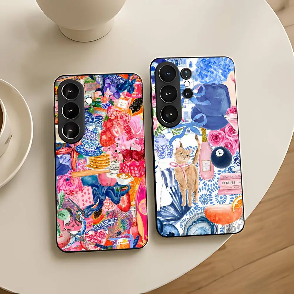 Cute Pink Girly Silicone Phone Case For Samsung Galaxy S21 S22 S23 S24ULTRA S25ULTRA FE Ultra Plus5G A52S S26 Cover
