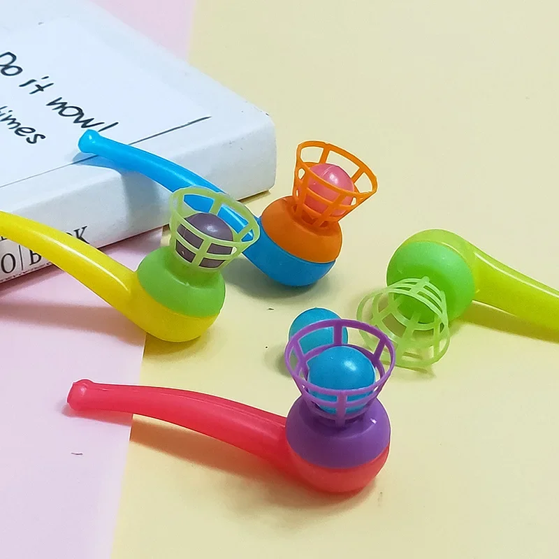 10PCS/Set Blow Pipe & Balls Kid Blow Blowing Children Toys Sports Games Gift Plastic Pipe Balls Toy For Girls Color