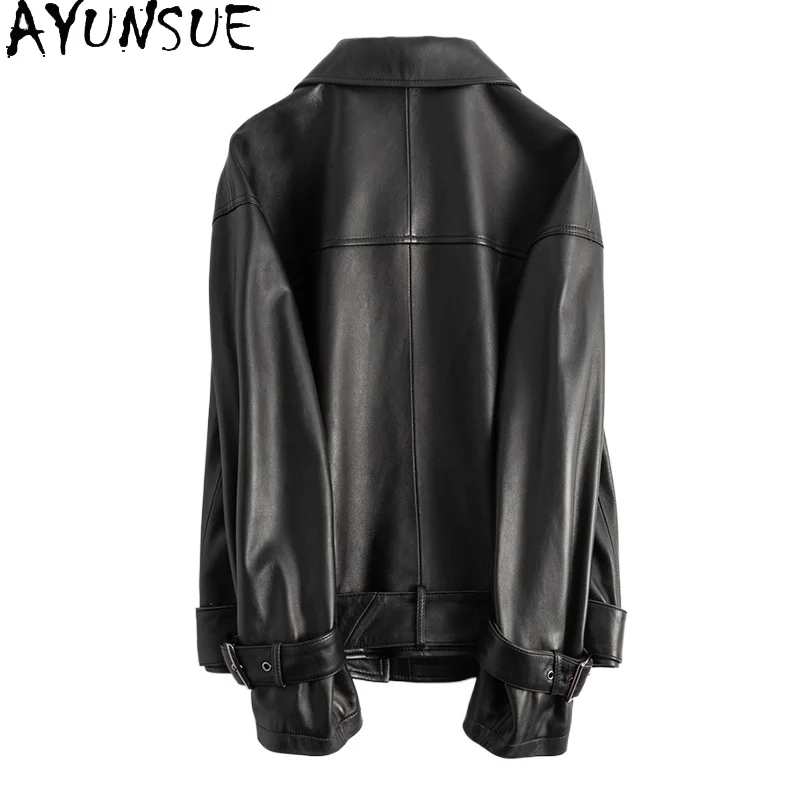 AYUNSUE Real Sheepskin Genuine Leather Jacket Women Luxury New in Coats Fashion Cropped Jackets Woman Fall Clothes 2024 신상아우터