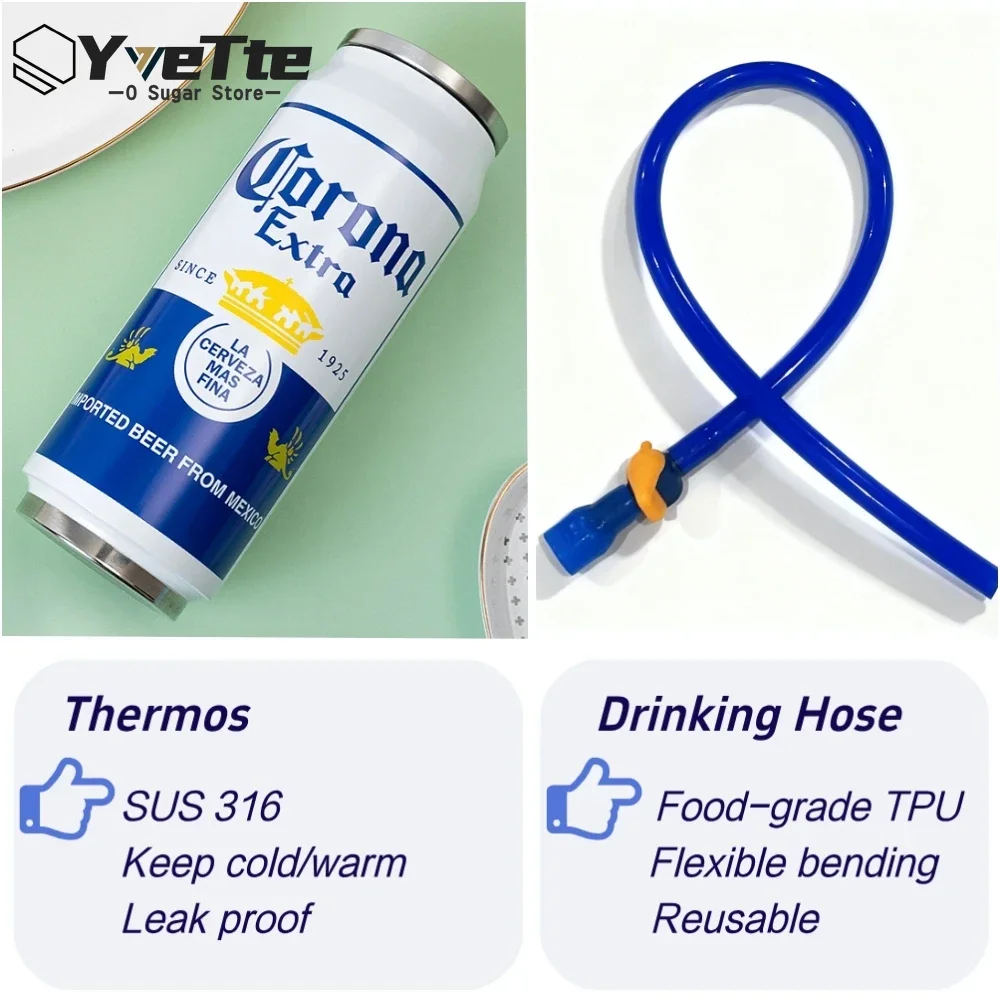 Gourde 500ml Thermos with 50cm Long Hose for Racing Hydration Drinking 304 Stainless Steel Keep Cold Cycling Climbing Tumbler