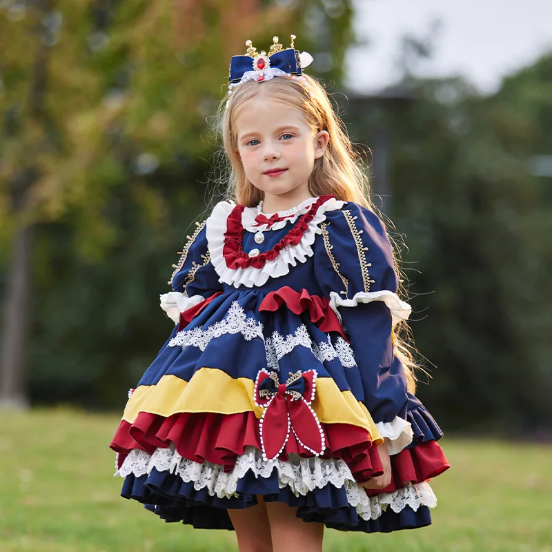 Winter Kinder Lolita Kleid Anzug Kawaii niedlichen Prinzessin Kleid Mädchen Leistung Kostüme geschwollene Kleid Anzug Tiara Bogen süße Kleidung