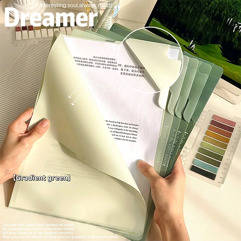 

A4 Multi-Layer Folder File Bag Candy Color Five Grid Organ Bags Large Capacity Korean Simple Office School Supplies Stationery