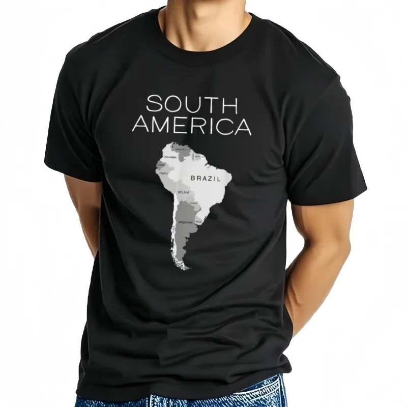 Camiseta corta informal con cuello redondo para hombre, ropa de América del Sur, Argentina, Argentina, Brasil, Chile,