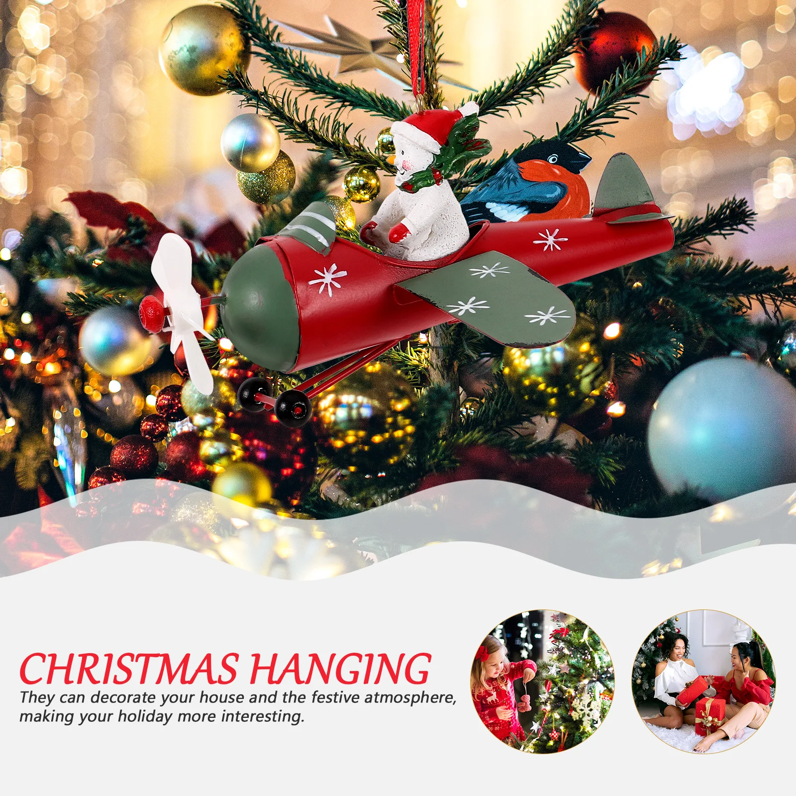

Christmas Decoration Hanging Ornaments Xmas Tree Pendants Holiday Home Party Decor Snowman Airplane Design Scene Layout