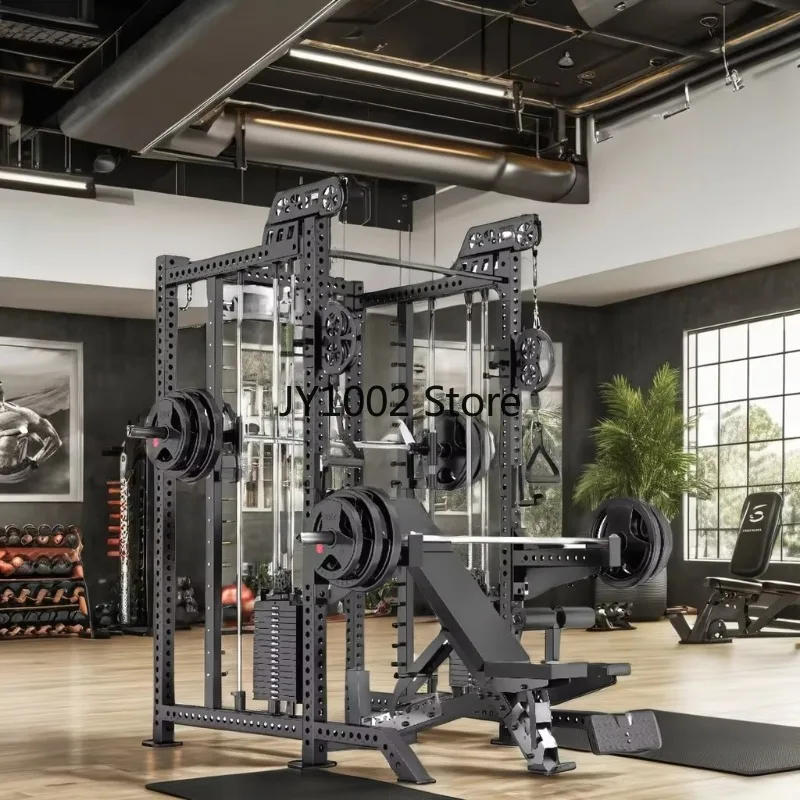 

Gym Exercise Squat Rack Multi-Function Cable Station Adjustable Smith Machine Triceps/Chinning/Lat/Row