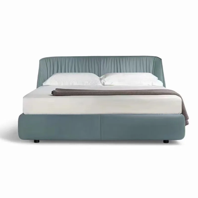 

leather master bedroom high-end design bed modern minimalist leather bed