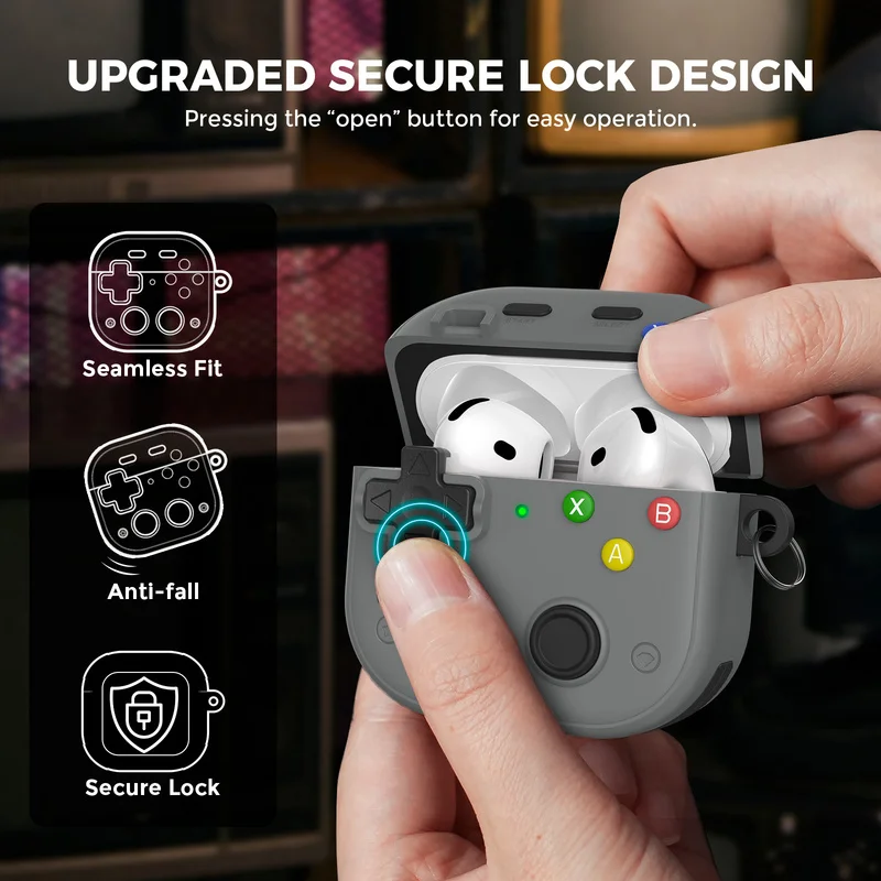 Case for AirPods 5（2026）Funny Retro Game Cover Gamepad Design for AirPod 5/4 Hard PC+TPU Shockproof Case for AirPods 5 With Lock