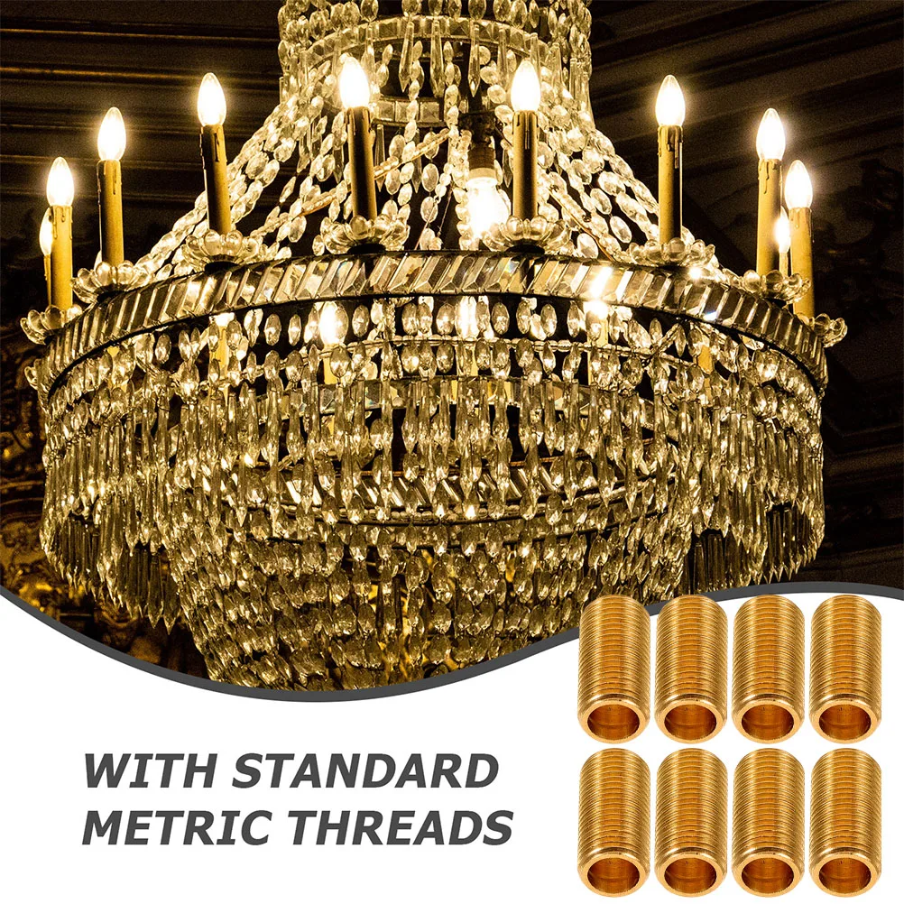 

8Pcs Hollow Copper Lamp Nipples Threaded Rod Couplings Lamp Stem Connector Lighting Fixture Replacement Parts Lighting Parts