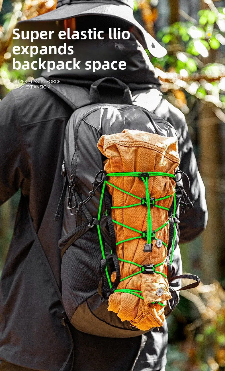 18-teiliges Outdoor-Rucksack DIY Elastisches Kordel-Set Bungee-Seil-Set Wanderrucksack-Modifikationssystem Erweiterungsgurte Zubehör – Detail 6