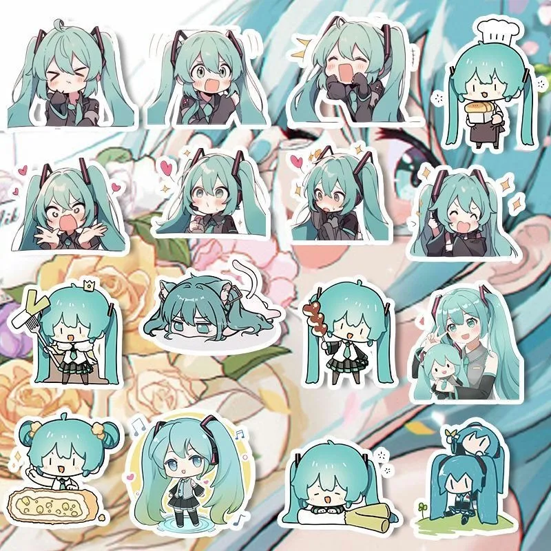100PCS Hatsune Miku Waterproof Sticker Cute Cartoon Suitable for Mobile Phone Laptop Water Cup Decoration Friend Gift view 5