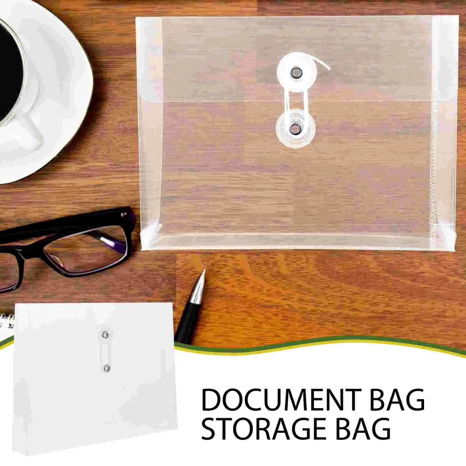 6Pcs Documents Envelopes String Button File Bags Transparent File Pockets Plastic Document Storage Bags