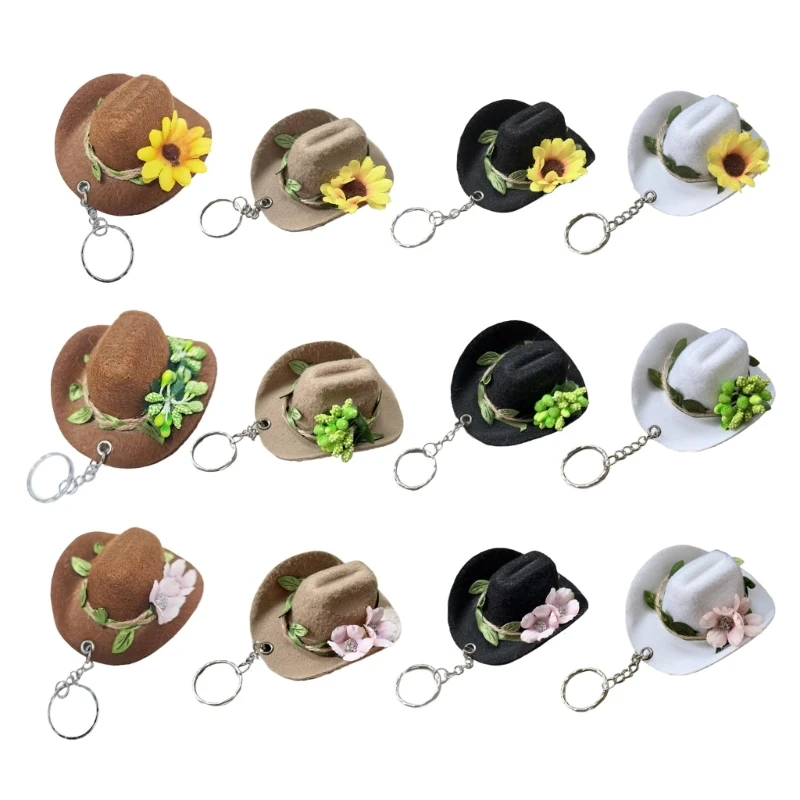 Floral Hat Key Ring Accessory Compact Flower Hat Key Pendant Bag Decoration for Travel Shopping Everyday Wear