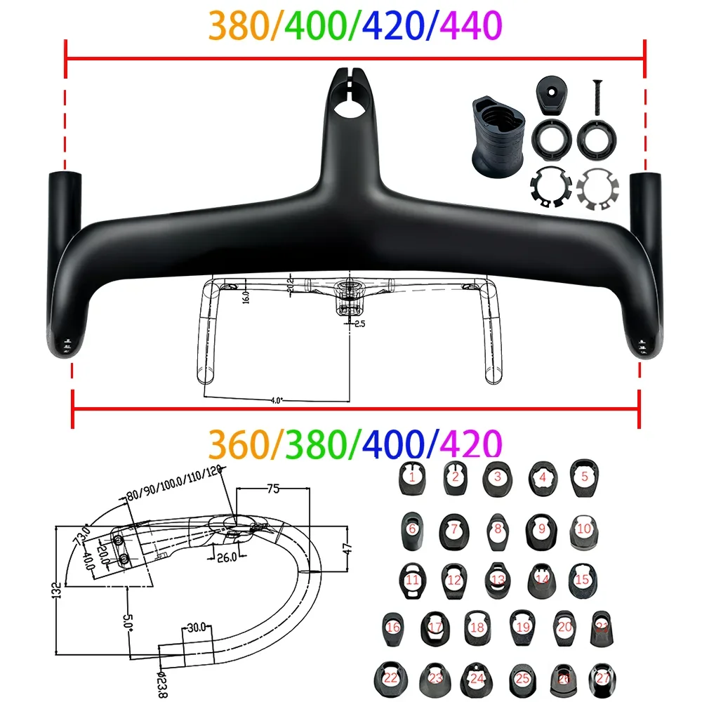 

SGS BALUGOE Carbon fiber racing handle Road Bicycle Handlebar Aero integrated concealed Full internal wiring +bowl washer