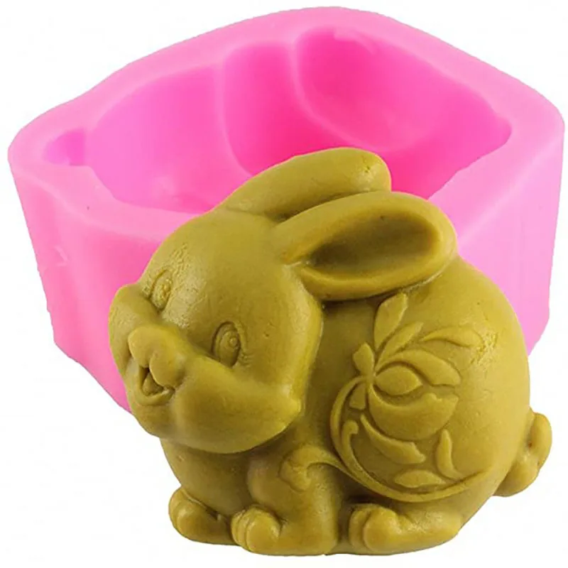 Rabbit Silicone Soap Mold Easter Day Bunny Mould for Fondant, Cake Topper Decorating Polymer Clay Silicone Mold For Soap Making