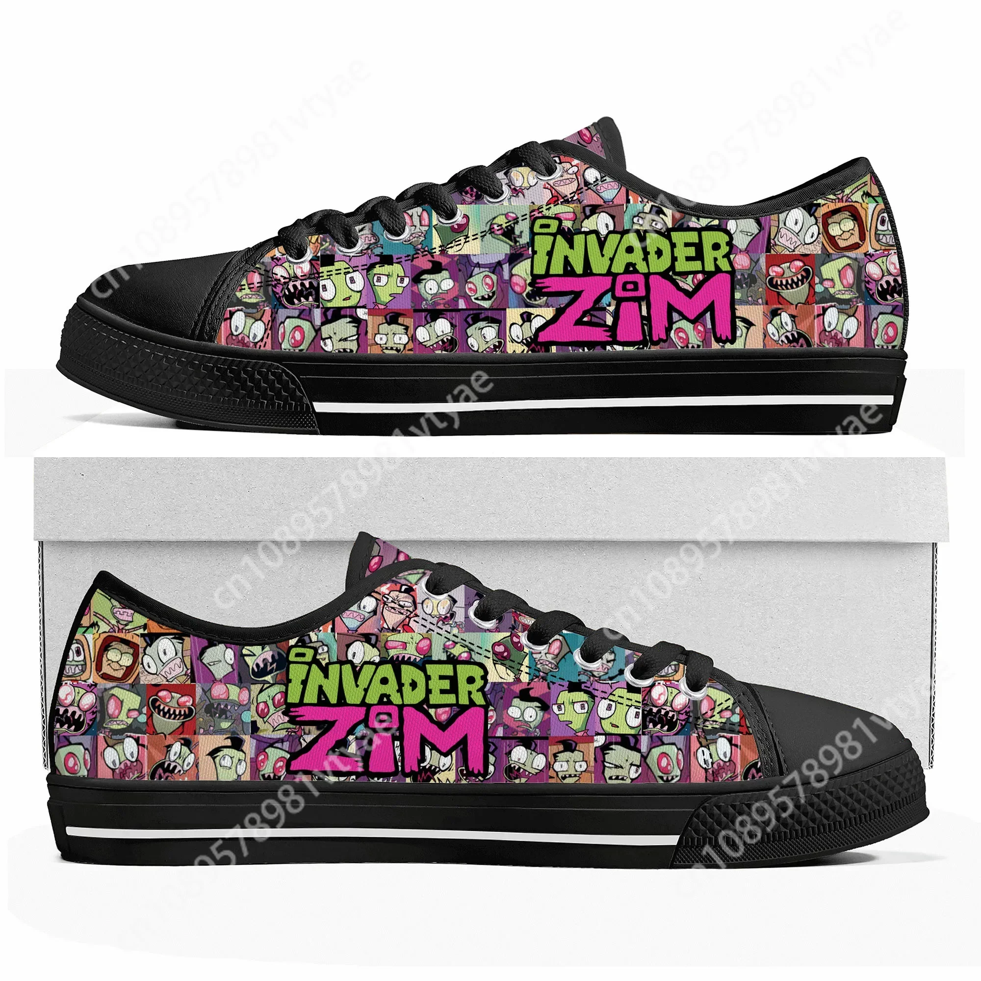 

Animation Invader Custom Low Top Sneakers Cartoon Zim Womens Mens Teenager High Quality Shoes Casual Tailor Made Canvas Sneaker