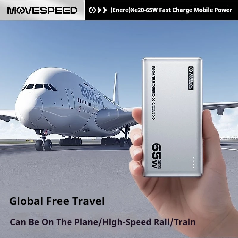 MOVESPEED 20000mAh Power Bank 65W Type C Fast Charge Portable External Battery Mobile PowerBank for iPhone MacBook Laptop