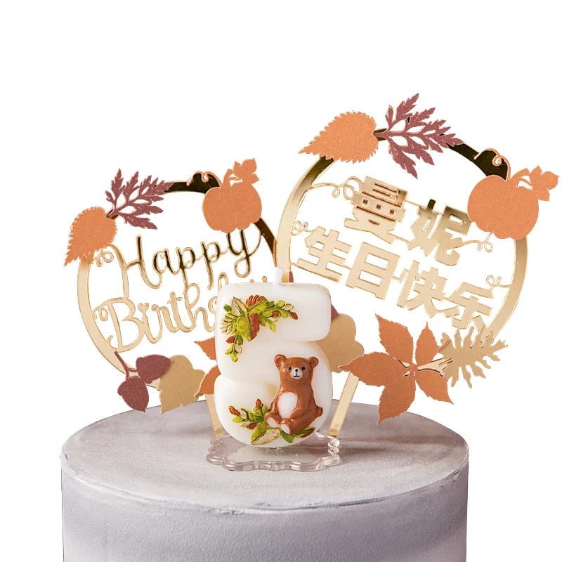 Number candle birthday cake decoration smokeless candle party cartoon animal deer squirrel bear owl fox