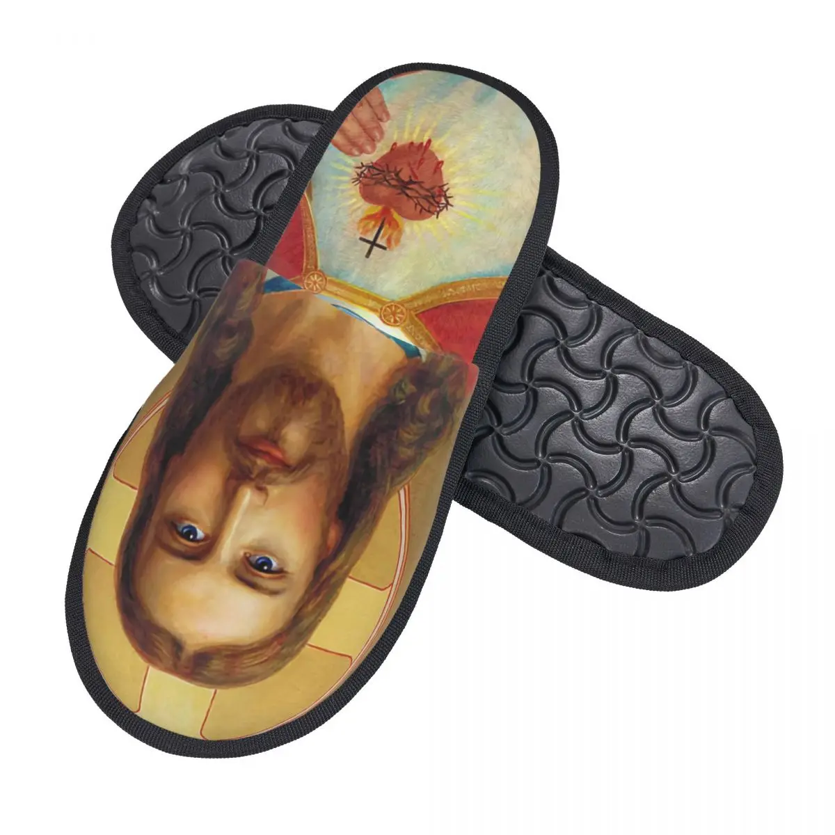 Custom Women The Most Sacred Heart Of Jesus House Slippers Cozy Warm Memory Foam Fluffy Slipper Indoor Outdoor Shoes