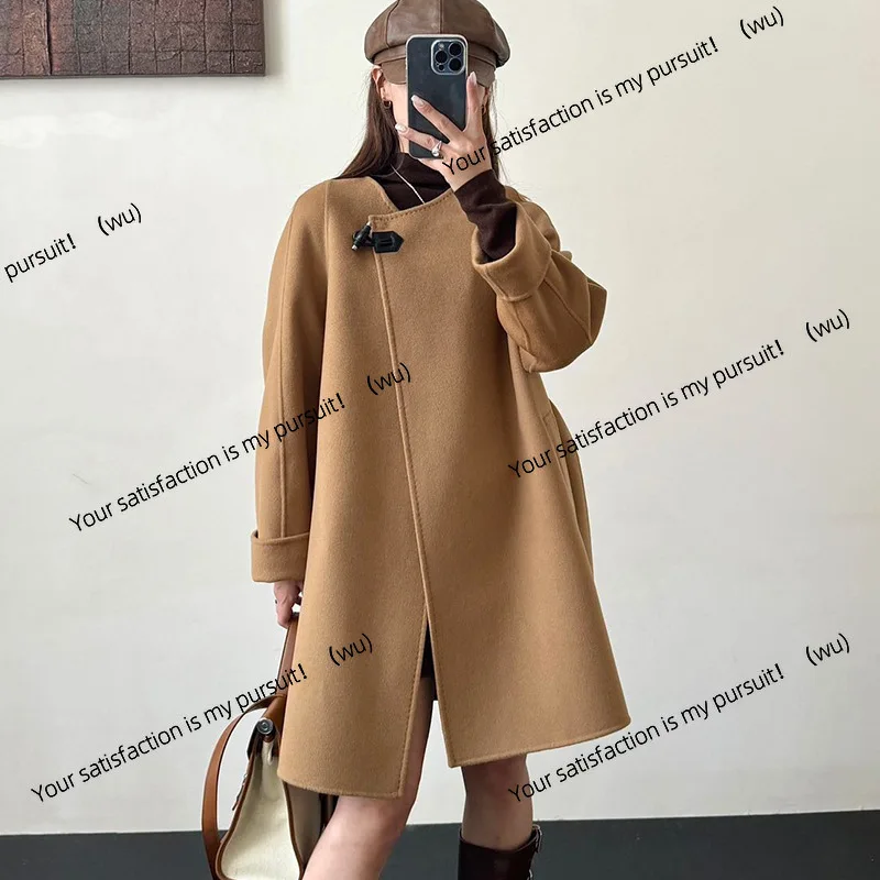 

Высококачественное темпераментное кашемировое пальто среднего и длинного, маленькое и тонкое, свободное шерстяное пальто