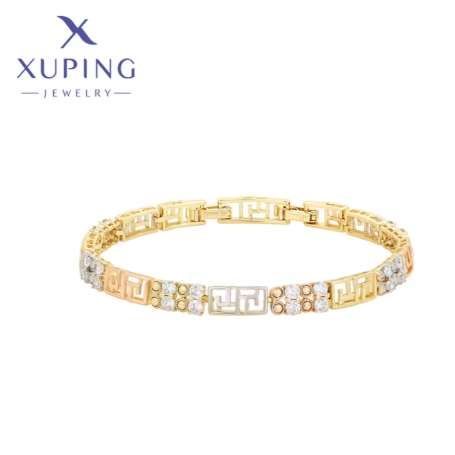 Xuping Jewelry Hot Exquisite Elegant High Quality Simple Shape Light Gold Color Bracelets for Women Popular Party Gifts X000709