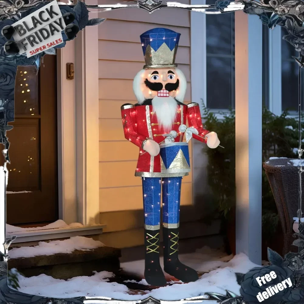 Lighted Nutcracker Outdoor Christmas Decorations, 5ft Nutcrackers Christmas Decoration Outside, Light Up Nutcracker