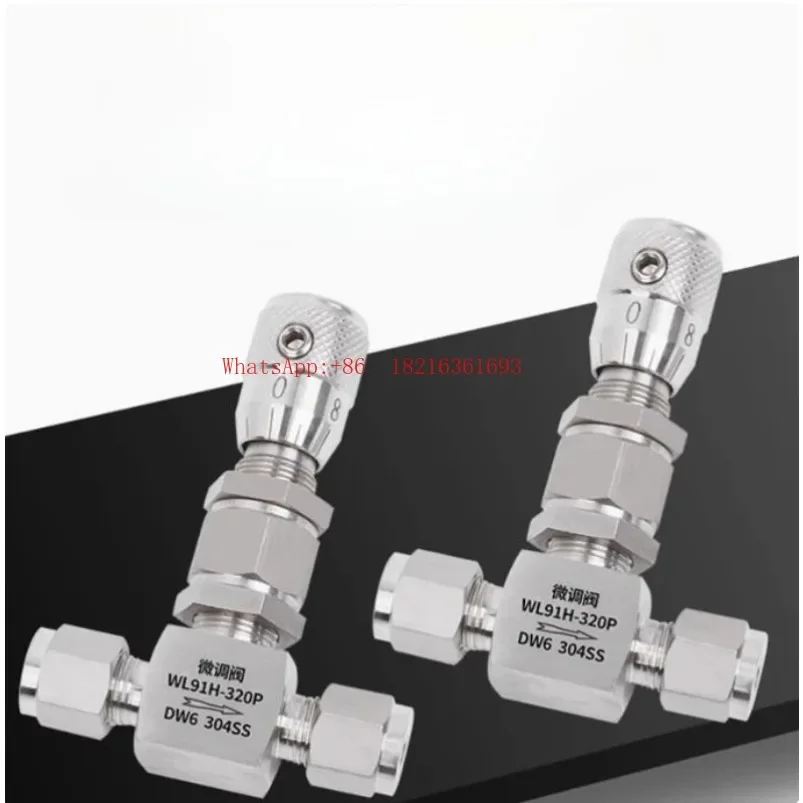Limited Offer 1PC 304 Stainless Steel Ferrule Type Fine Adjustment Valve 90 ° Angle Type High Precision Scale Flow Needle Valve