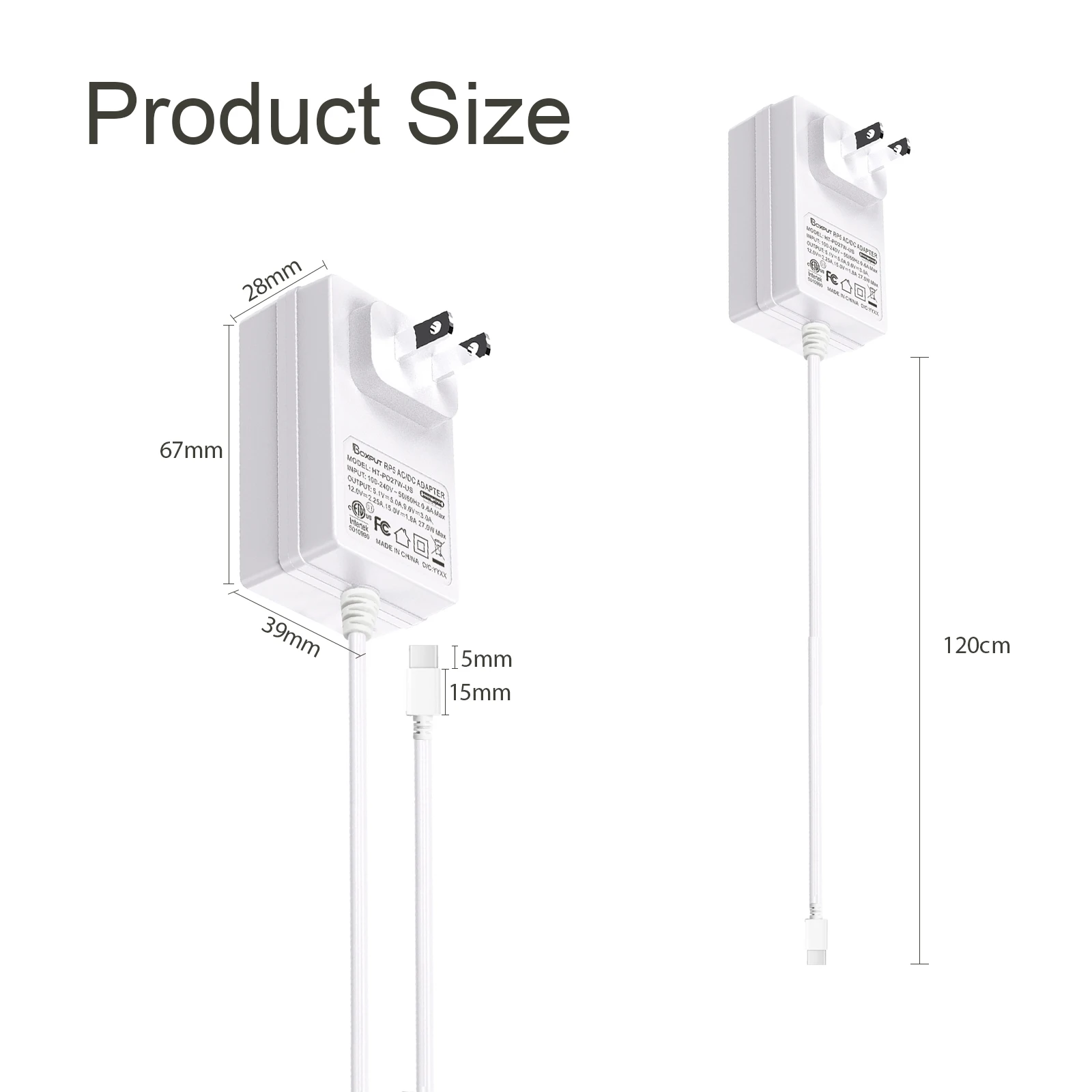 Блок питания для Raspberry Pi 5, 27 Вт, USB Тип C, 1,2 м