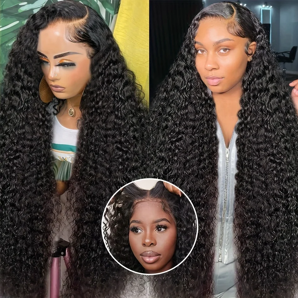 

Glueless Wig Human Hair Ready To Wear Water Wave Lace Front Wig 4x4 5x5 Lace Closure Black Wig Curly HD Lace Frontal Human Hair