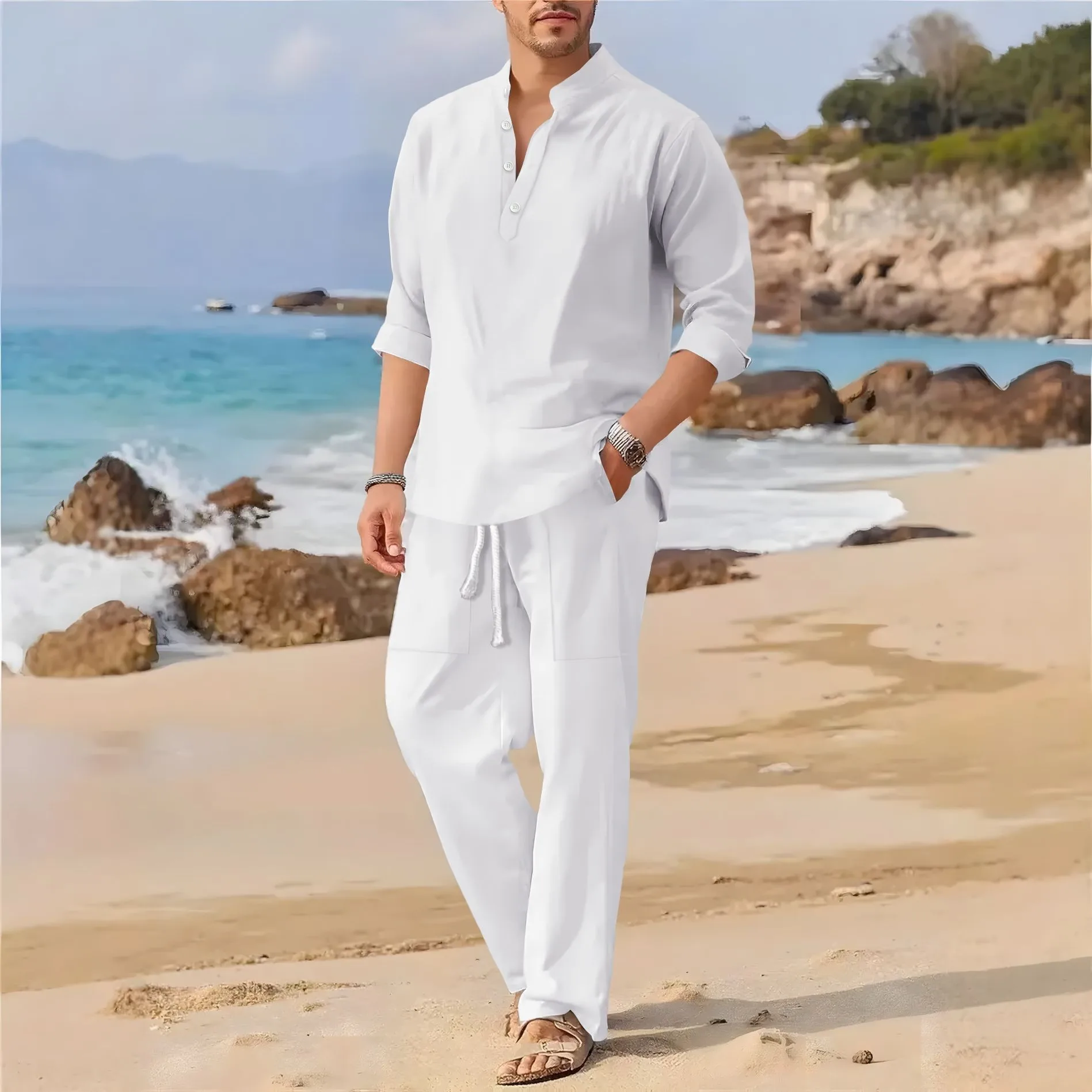 

Simple solid-color daily commuting casual spring-autumn fashionable men's high-quality pure cotton suit