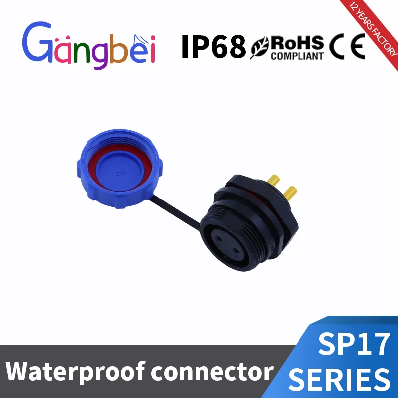 Gangbei IP68 male female SP17 series SP1710 SP1711 SP1712 plastic 2 3 4 5 7 9 10 pin threaded cable connector