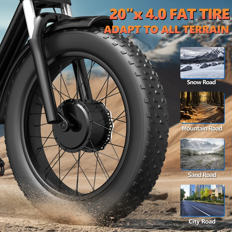 Kickwey 2026 New Model K7 Pro Adult Electric Bicycle 3000W 48V 23Ah Mountain E‑Bike with NFC Display & Hydraulic Brakes 20 Inch Fat Tire | 1‑Year Warranty, Local Warehouse Shipping image 6