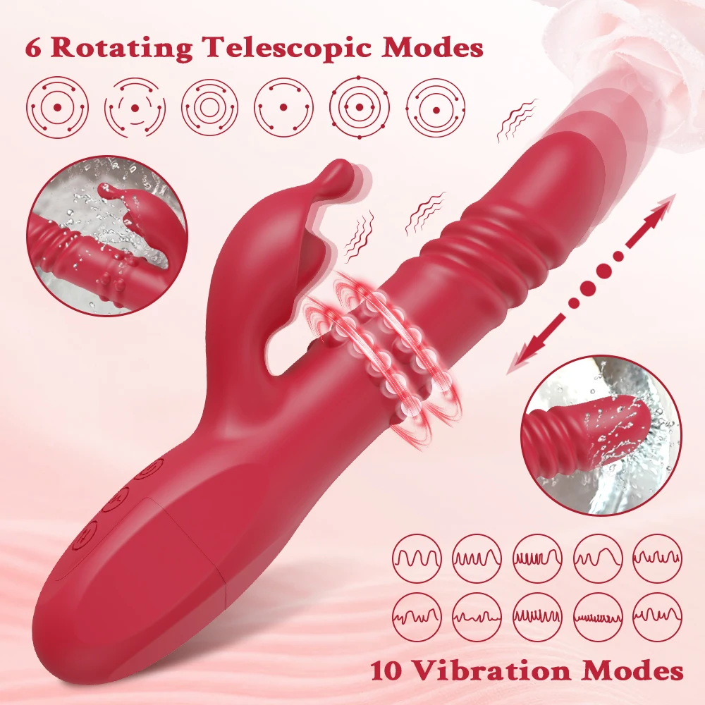 3 in 1 Thrusting Rotating Vibrator Clitoris Massager Telescopic G Spot Stimulator Women Dildo Adult Sex Toys Female Masturbator - view 2