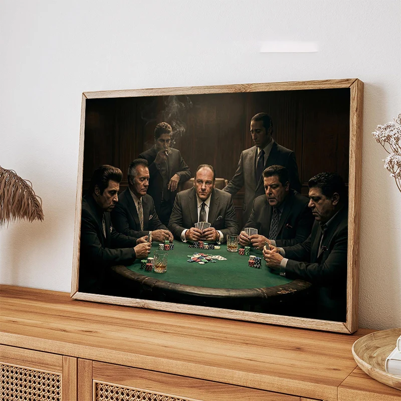 The Sopranos Wall Art, Famous Actors Gangsters  Play Poker Poster Print, Mafia Decor, Movie Canvas Painitng Home Decor Gift Idea - view 3
