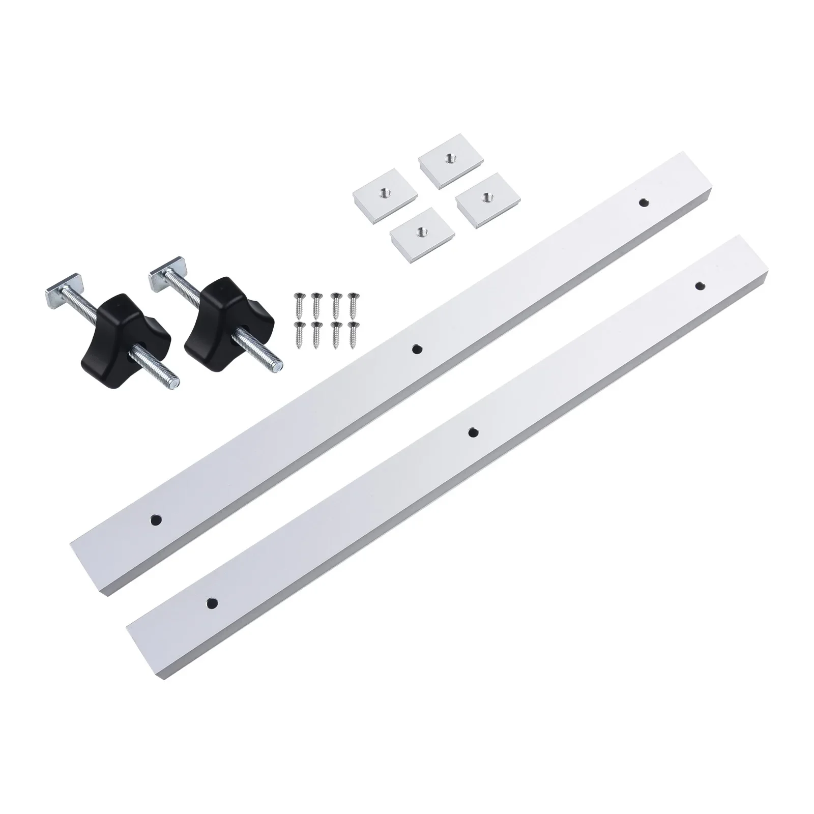 T-Nut Rail T-Track Rails 400 มม.อลูมิเนียมรางช่างไม้อุปกรณ์ยึดเครื่องมือโลหะพลาสติก Handle 1 ชุด