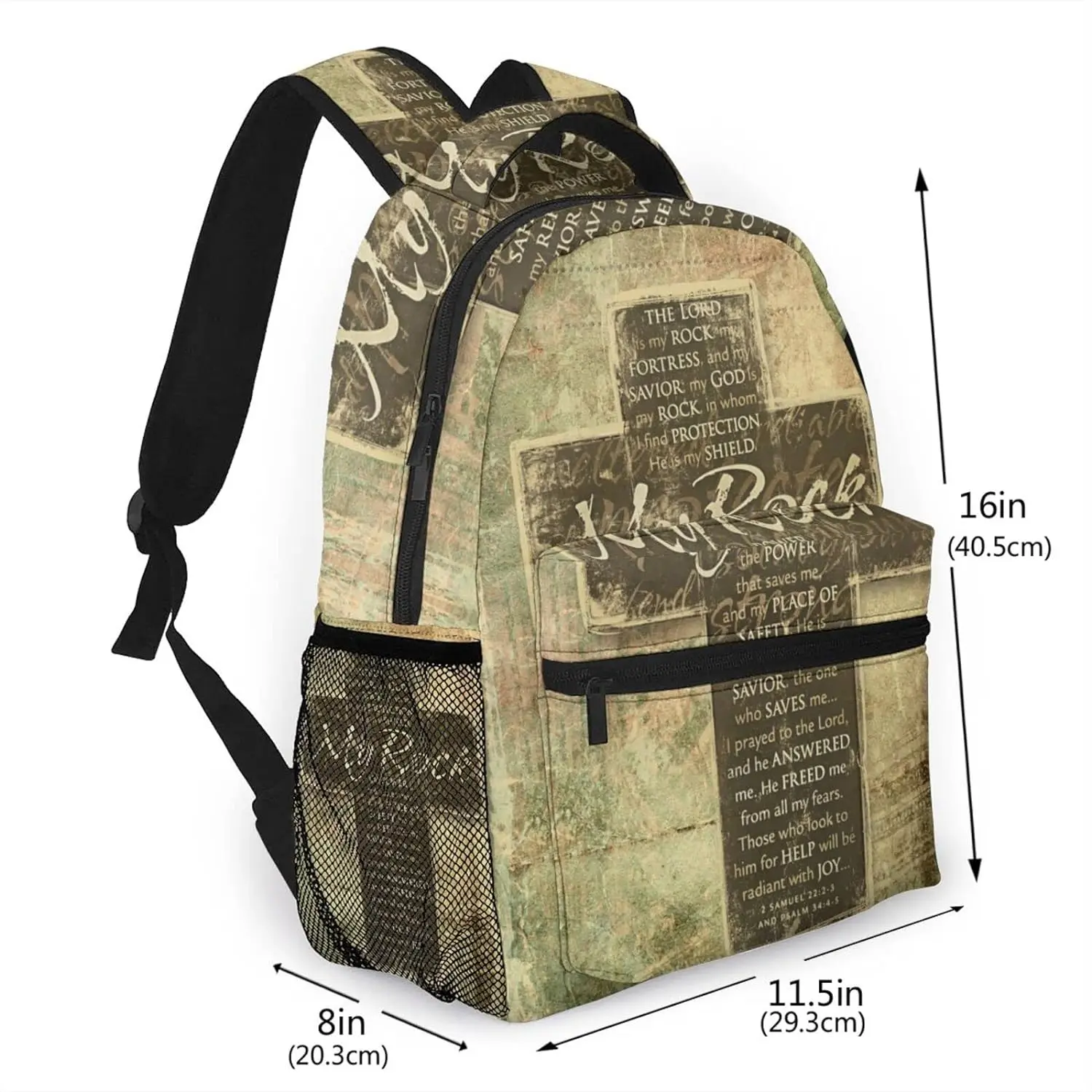 Christian Backpack Religious Bible Verse The Lord Is My Rock Pattern Backpack Jesus Cross Tablet Travel Picnic Bag Jesus Bag