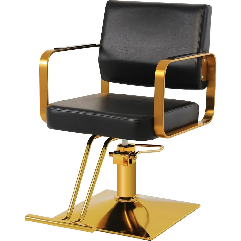 Barber Chairs, Hair Stylists, Gold, Hydraulic Pump Salon Chair 360 Degree Rotating Barber Chair, Stylist Chairs for Salon