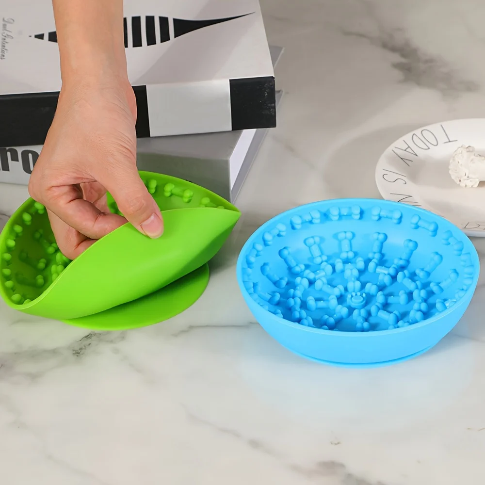 Slow Food Bowl  Feeder Pet Bowl Tableware Anti-tip Pads Suction Cups Slow Food Basins Plates Massage Licking Dog Food Bowl