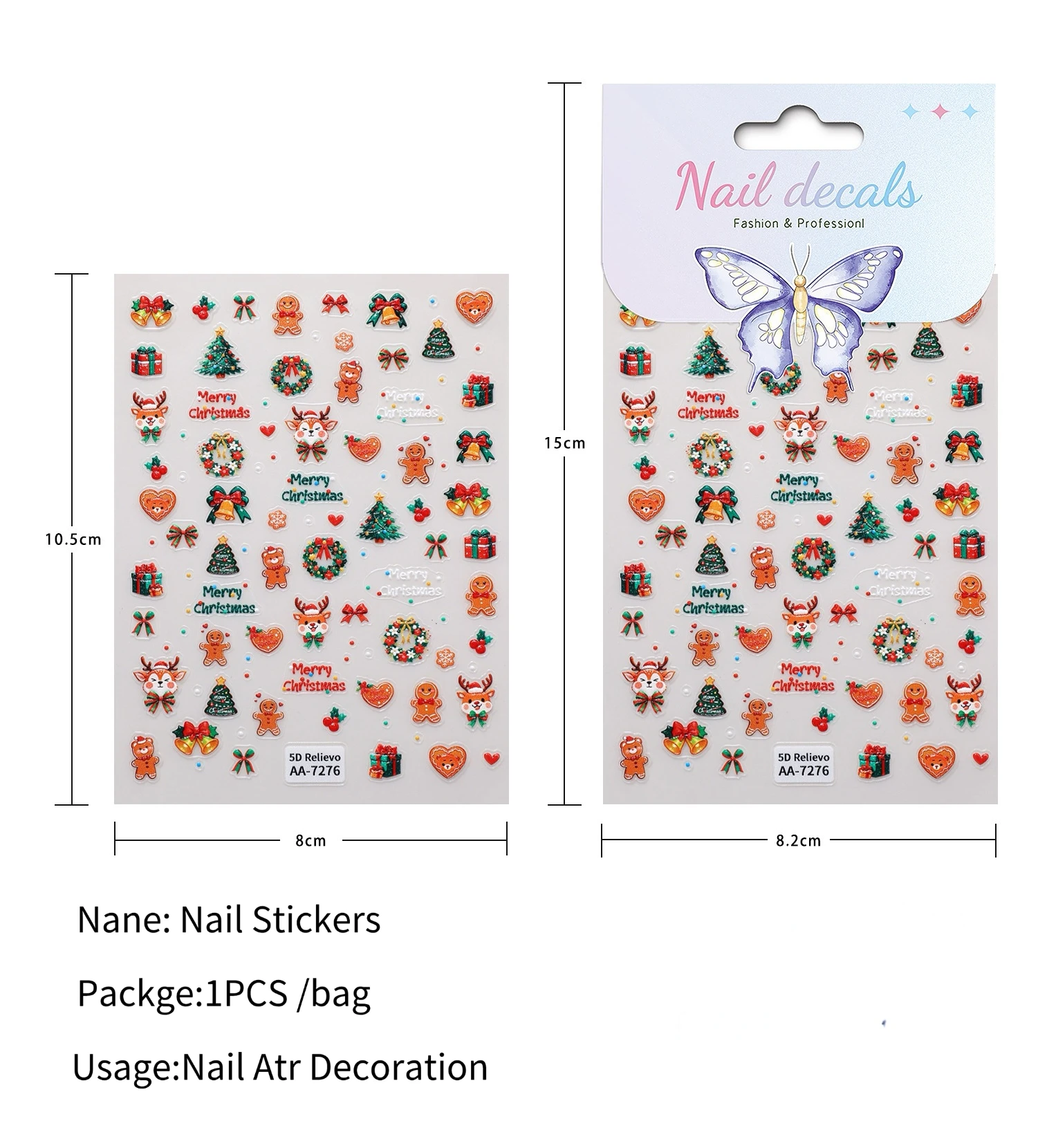 Kerst 3D Stickers Voor Nagels Sneeuwpop Boog Slider Nail Art Decals Adhesive Zelfklevende Decals DIY Manicure Accessoires Tool